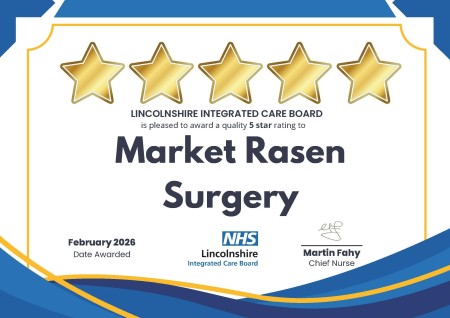 Market Rasen Surgery 5-star QEWS Award