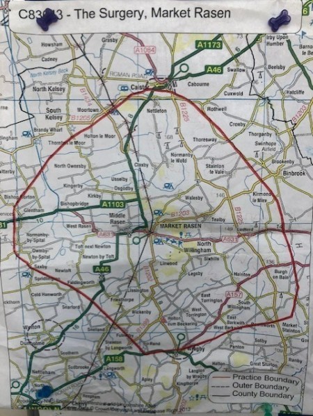 Boundary Map showing area Market Rasen covers